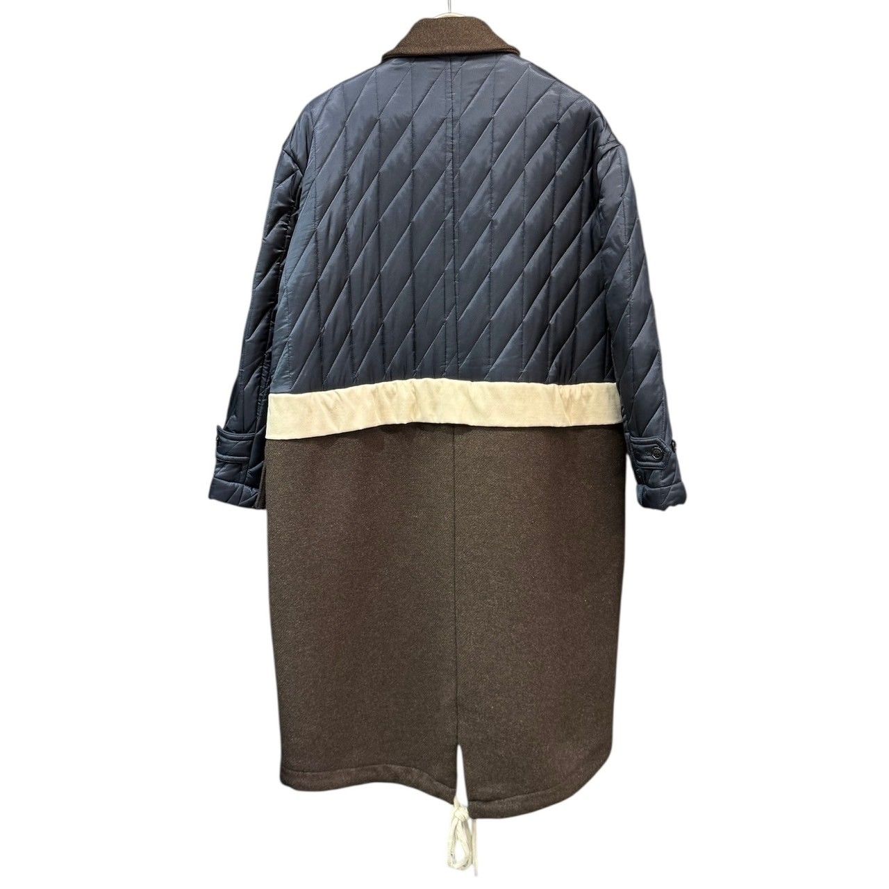 PLAN C プランシー 20AW ウール切替キルティングコート 36 ネイビー