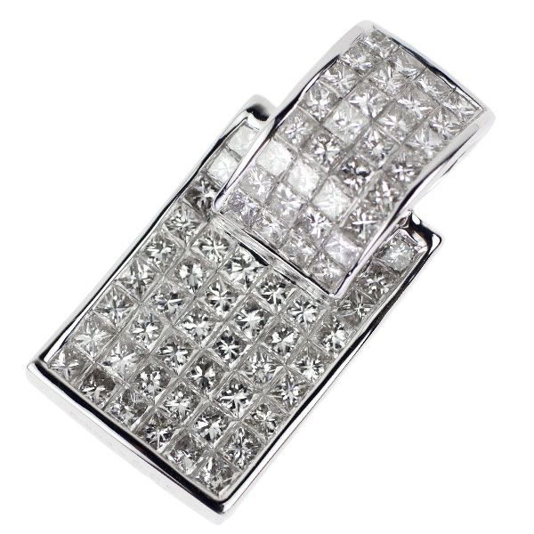 K18WG ミステリーセッティング ダイヤトップ付ネックレス K18WG