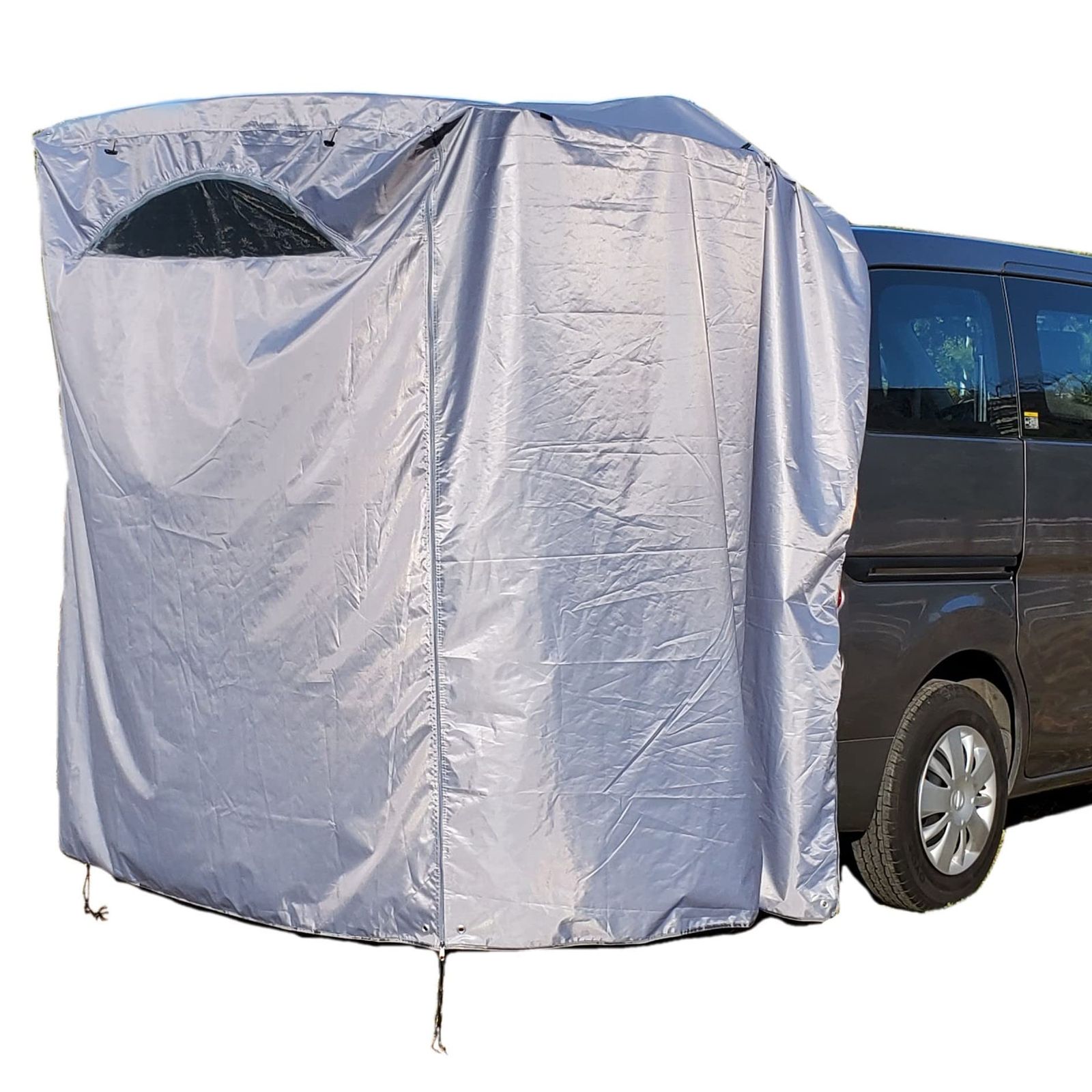 iBeamed リアゲートタープ 更衣室 リビング タープ 日除けに かぶせ型 遮光メタルグレー窓付 幅140