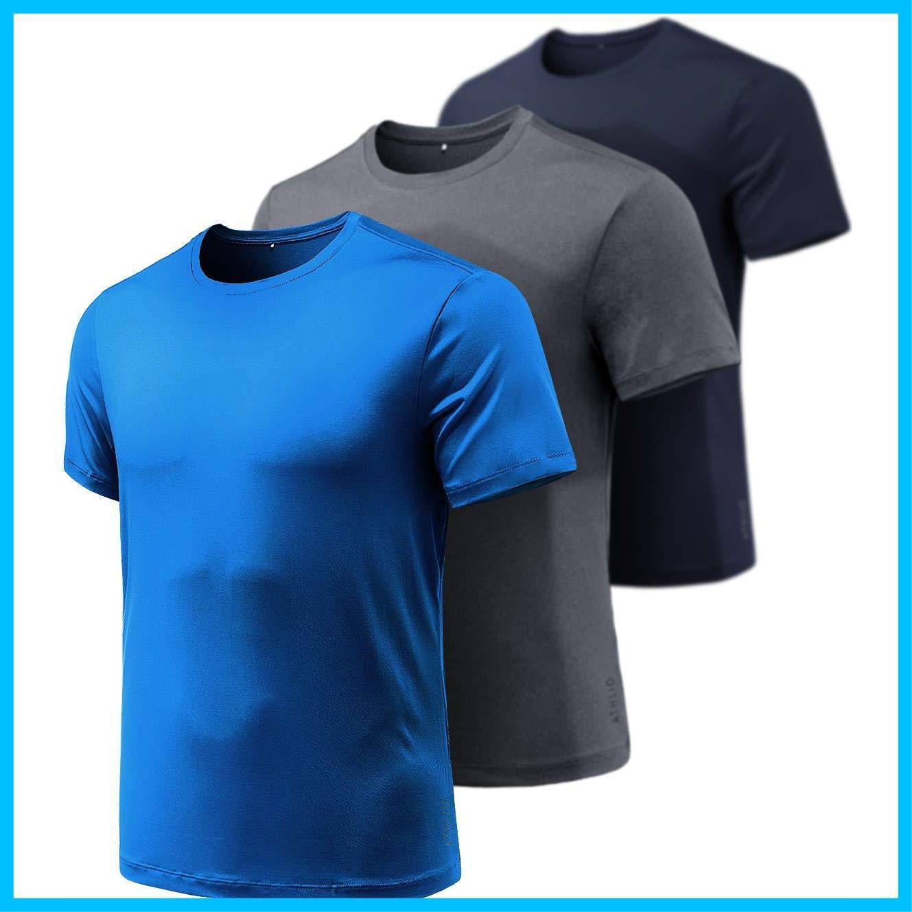 【人気商品】[ATHLIO] トレーニング Tシャツ メンズ 半袖 [軽量・吸汗速乾] スポーツウェア 半袖tシャツ ランニング アウトドア メンズ スポーツシャツ 大きいサイズ