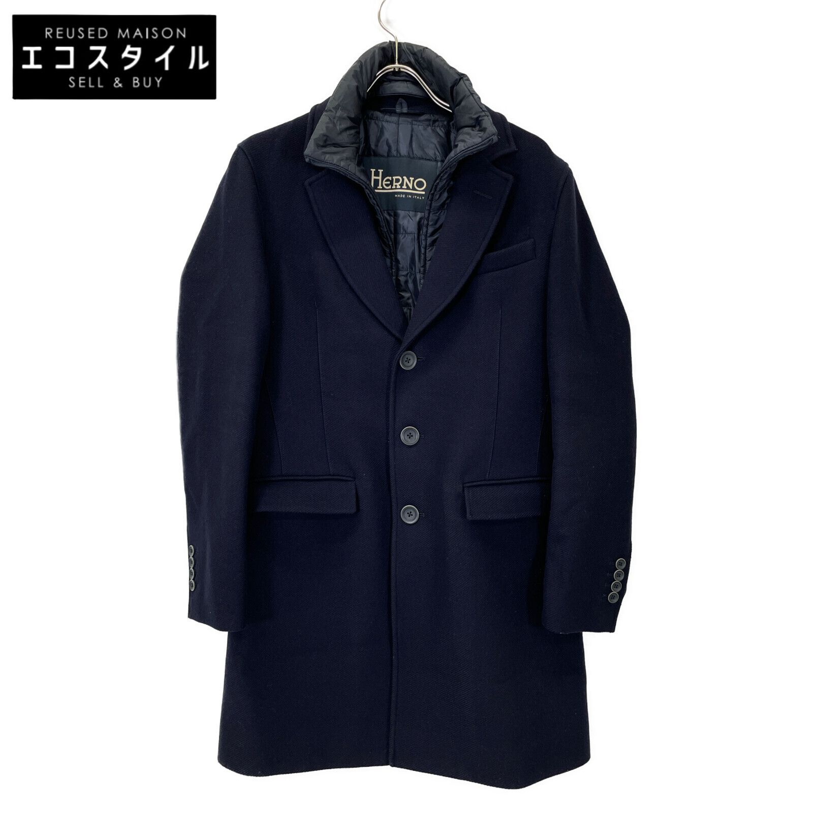 HERNO ヘルノ/中綿入りフーデットウールコート/ネイビー/PA0042U-33224