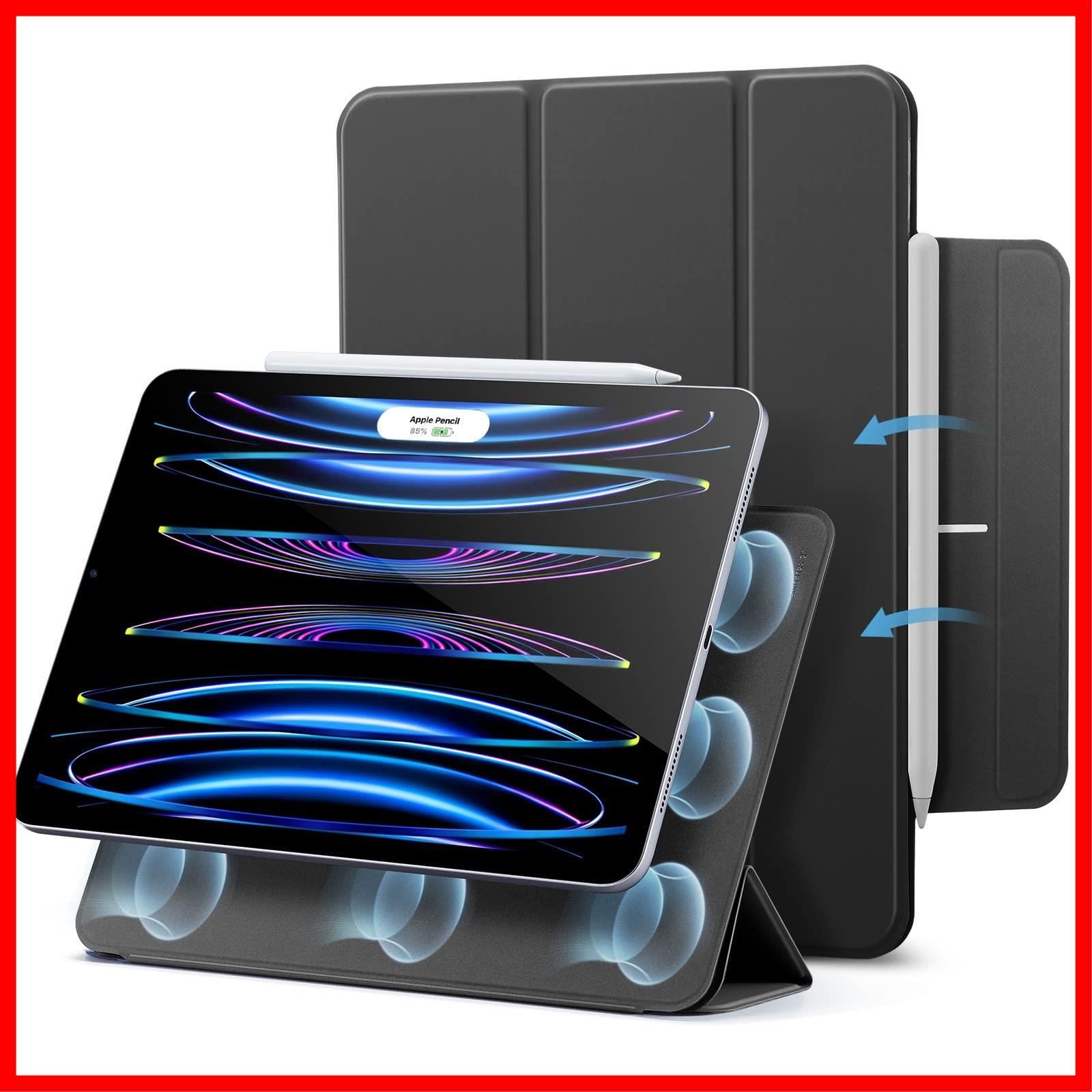 【新着商品】ESR iPad Pro 11インチ ケース 第4/3/2世代(2022/2021/2020)に適用 マグネット吸着式 iPad Pro ケース 11インチ Pencil 2対応 三つ折スタンド オートスリープ/ウェイク機能 磁気吸着 ケース Re