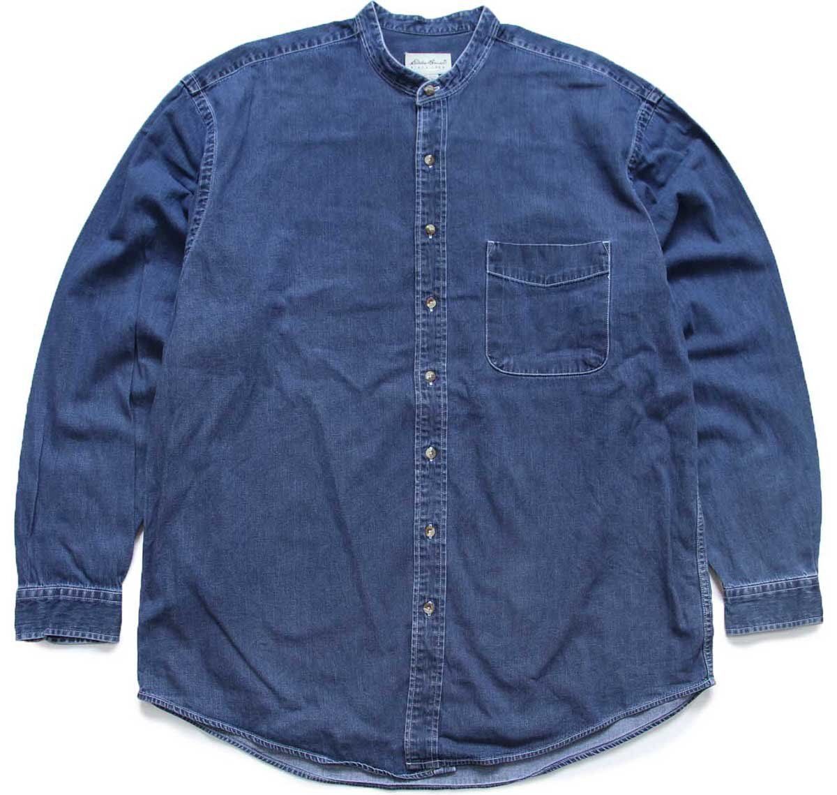 90s EddieBauerエディーバウアー 片ポケ バンドカラー デニム