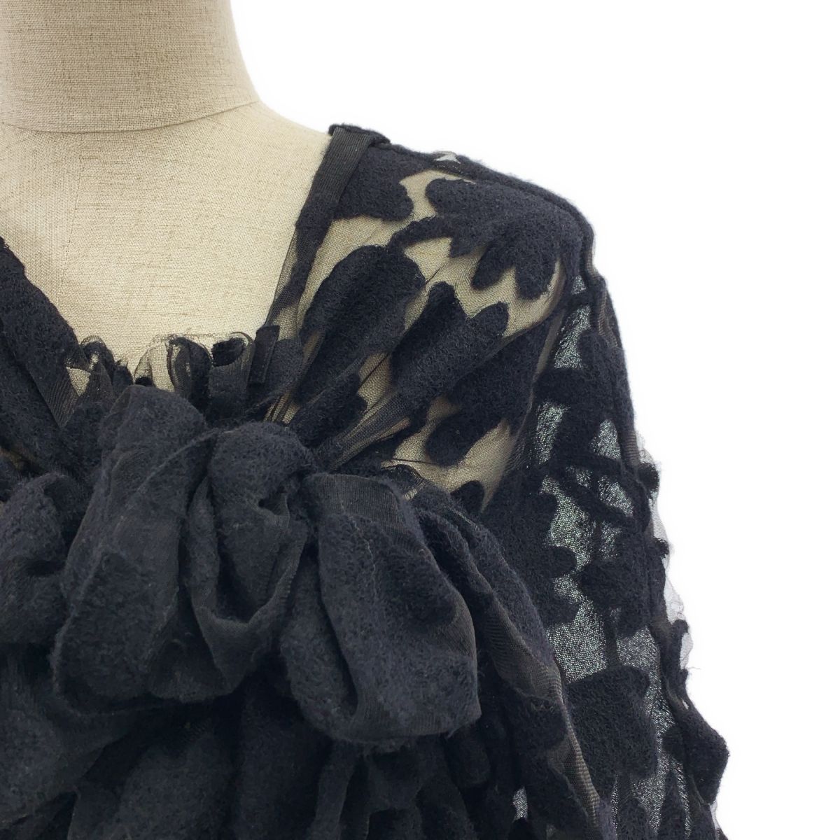 tao COMME des GARCONS | タオコムデギャルソン | 2025AW | レース ニット アシンメトリートップス | M | ブラック | レディース