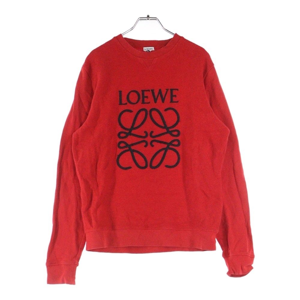 LOEWE ロエベ アナグラム ロゴ刺繍 インサイドアウト クルーネック スウェット トレーナー レッド レディース S6289461CR