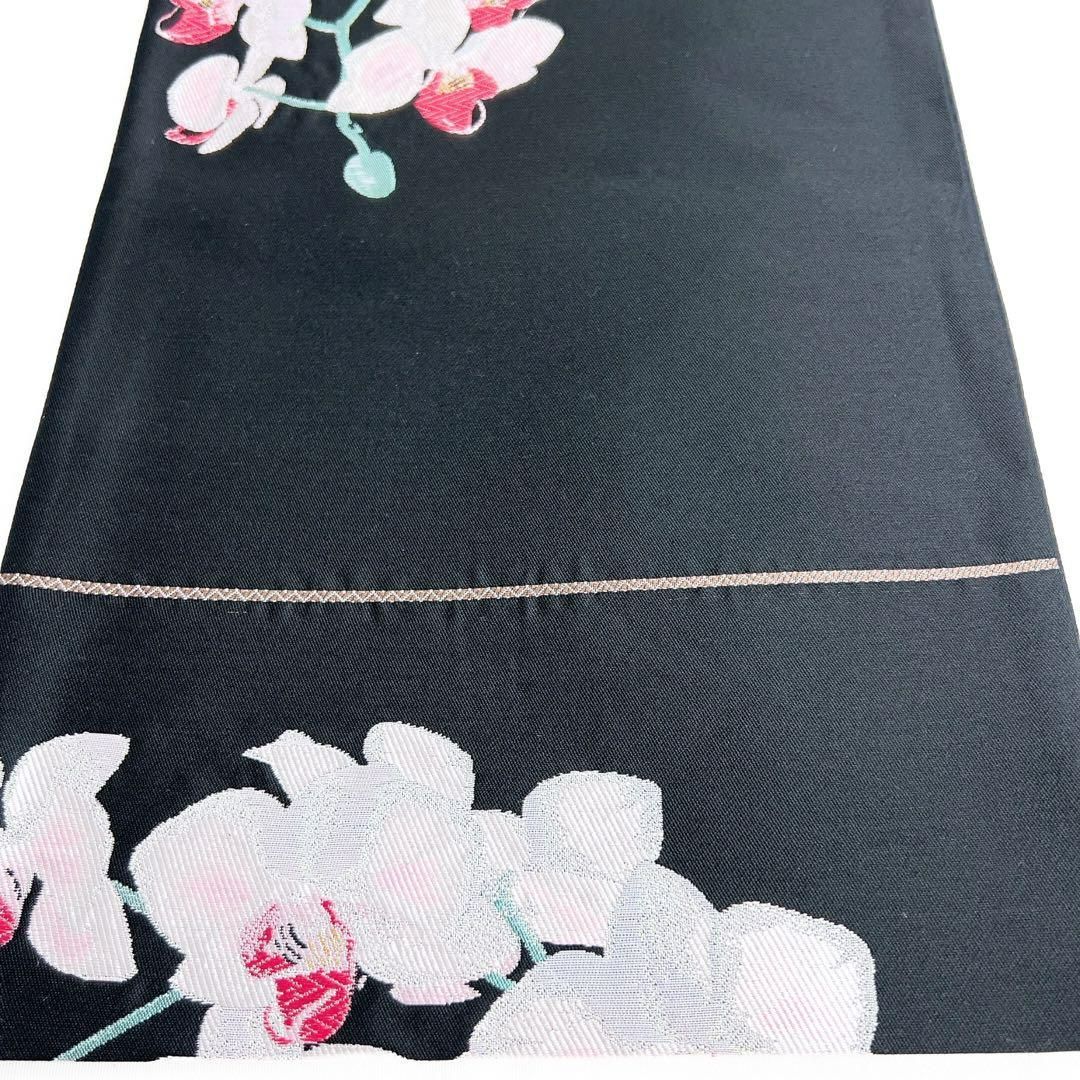 未着用 袋帯 カトレア ラン 花 黒地 着物 091w o - メルカリ