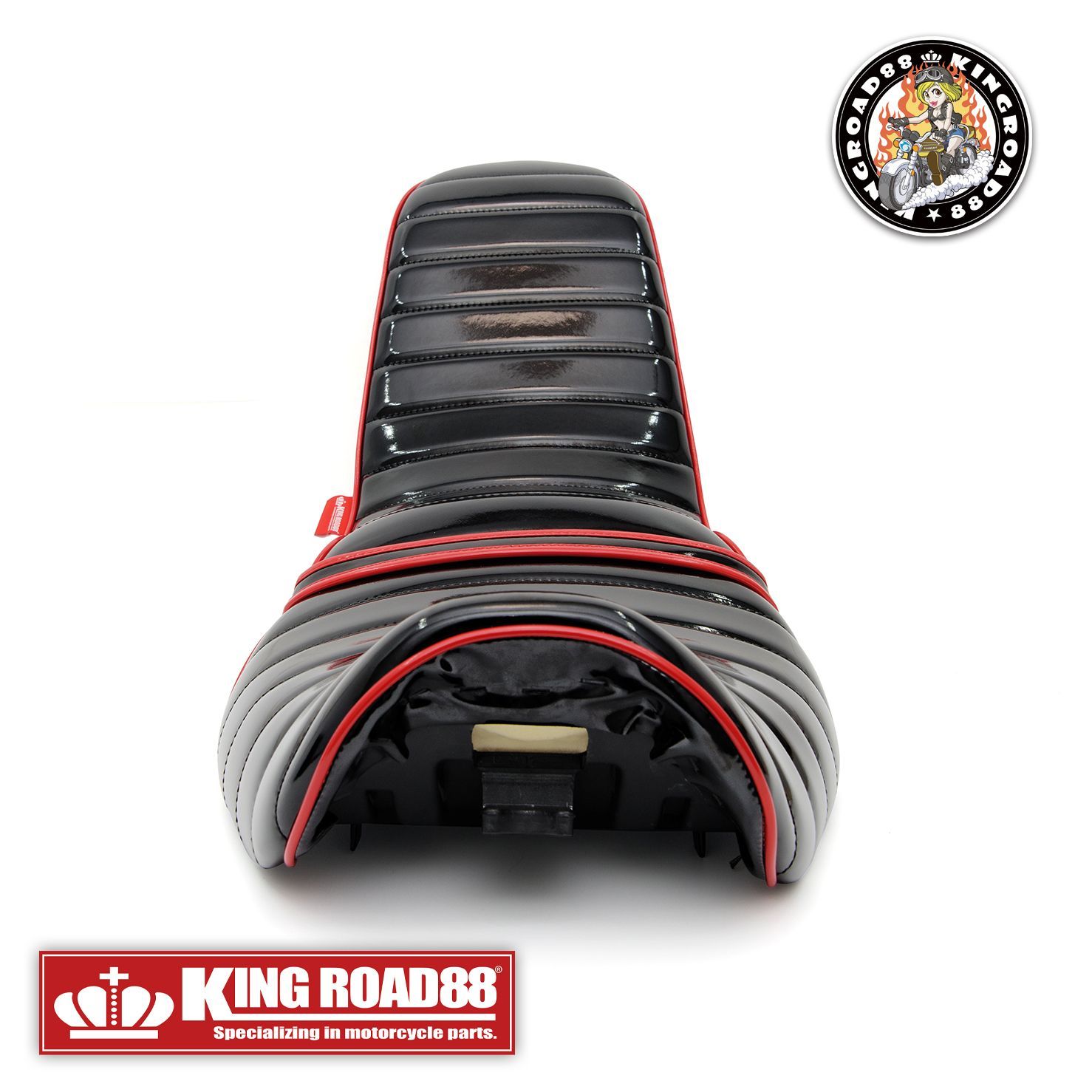 新商品 入荷 カワサキ バリオスⅠ型 ZR250A KingRoad88 ３段シート エナメル ブラック パイピングレッド 40cm 1型 三段シート WWW_NOITHATQUANGTHANH_NET