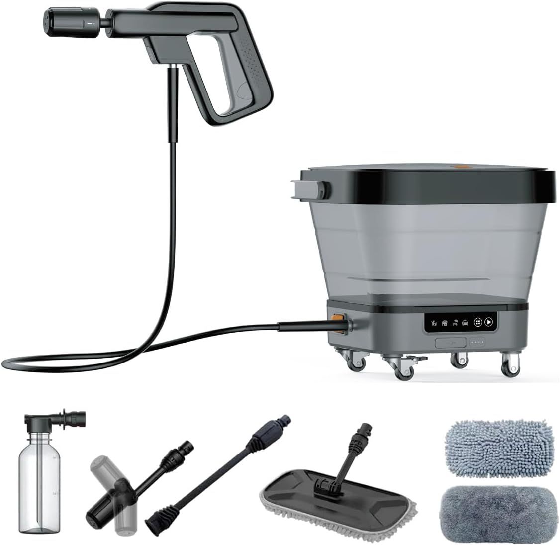 T-PROFESSIONAL コンパクト 高圧洗浄機 スペシャルセットV2 360度５in1ノズル 延長ノズル モップ2種類 バブルボトル コード＆水道接続不要 超軽量 キャスター付 パワフル コンパク収納 ティープロ