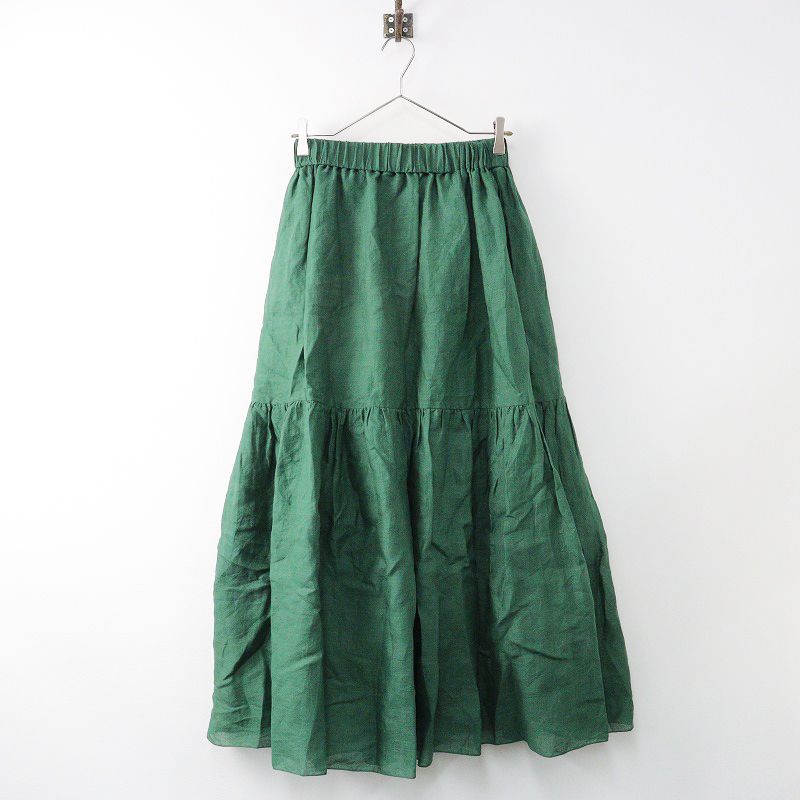 サクラ SACRA 123125121 RAMIE LAWN SKIRT ラミーローンスカート 38/グリーン リネン フレア ティアード【2400013820622】  - メルカリ