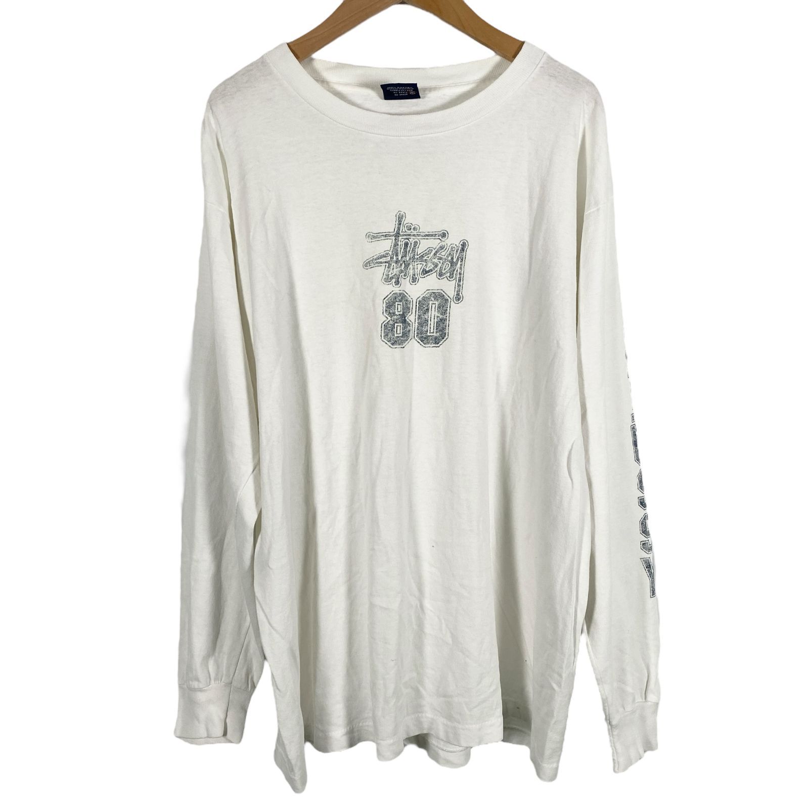 USA製 90s STUSSY ステューシー Tシャツ 長袖 ロンT ロゴ 白 ホワイト