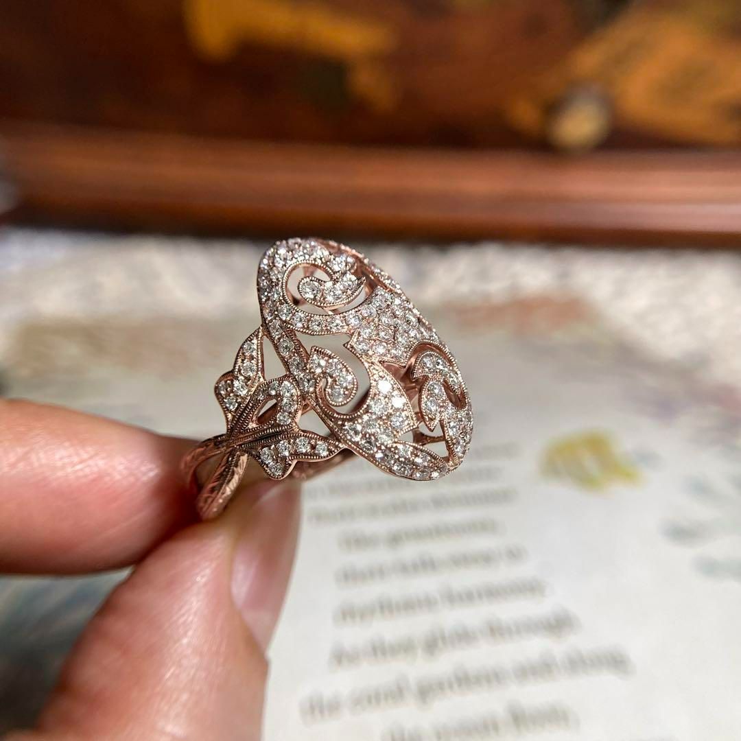 アールヌーボー彫刻 ダイヤモンド1.02ct