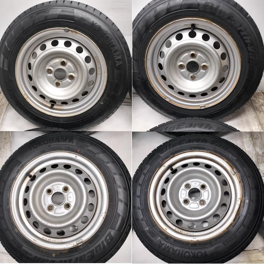 ◆本州 四国は ◆ ノーマル X ホイール 4本 155 80R14 LT ヨコハマタイヤ 14x5J トヨタ プロボックス 純正 4H -100