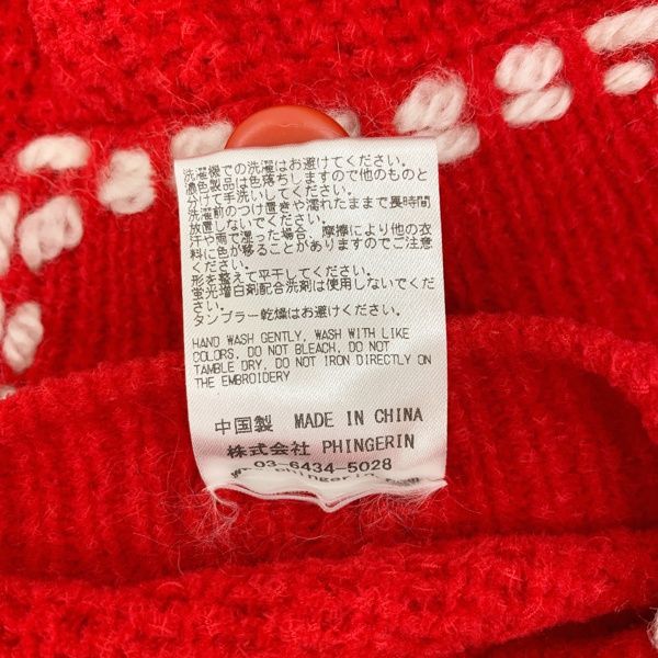 PHINGERIN PG1 Knit ニット カーディガン PD-222-KN-011 ジャケット風 ステッチ メンズ Lサイズ レッド フィンガリン トップス DM12511■