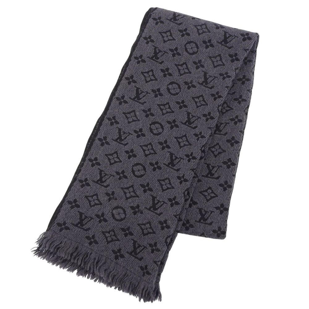 本物保証 ルイヴィトン LOUIS VUITTON エシャルプ クラシック M78526 モノグラム マフラー ウール グレー ブラック