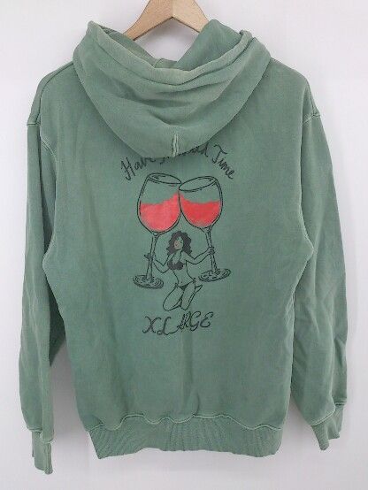 XLARGE カジュアル ロゴ プリント 長袖 プルオーバー パーカー サイズS グリーン ブラック レッド系 メンズ P 【1308040017132】