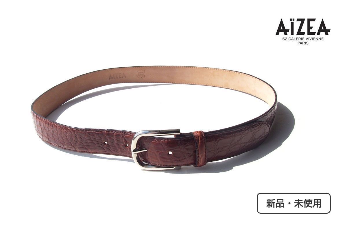 ｜ ｜アイセア｜AIZEA｜クロコダイルレザーベルト｜95｜ブラウン