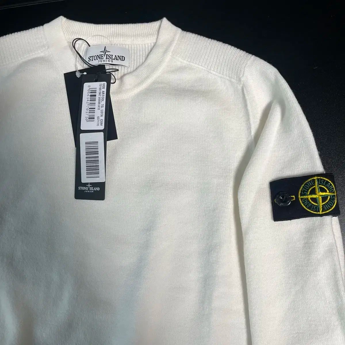 STONE ISLAND ストーンアイランド ワッペン ニット アイボリー ジュニア 10A