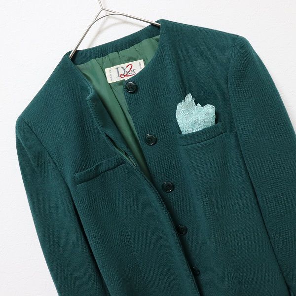 クリスチャンディオール ChristianDior イタリア製 ヴィンテージ ジャケット ノーカラー チーフ付き x934220n