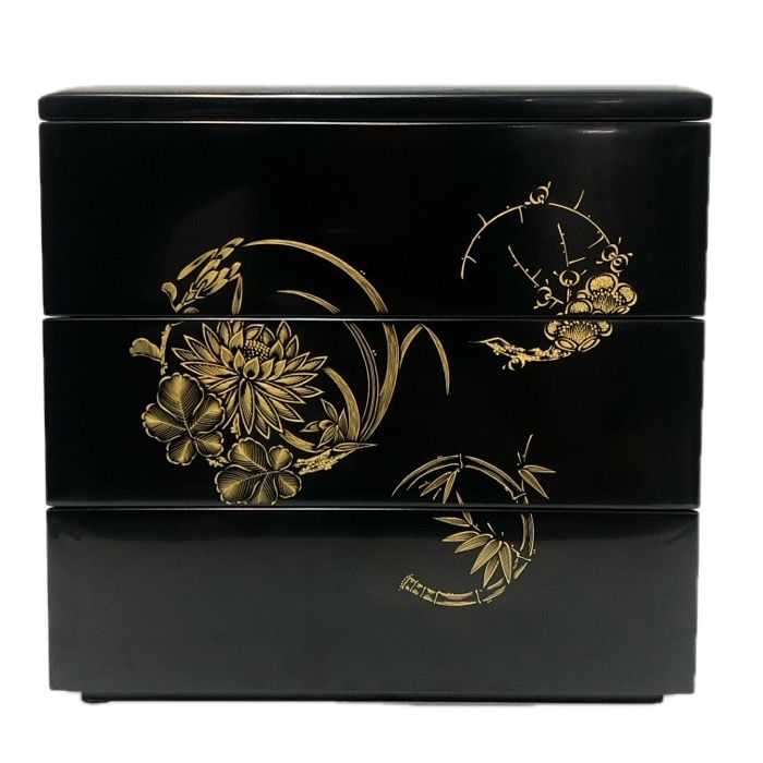 仲谷東陽堂 輪島塗 三段角重 重箱 ブラック 木箱付【中古】 - メルカリ 