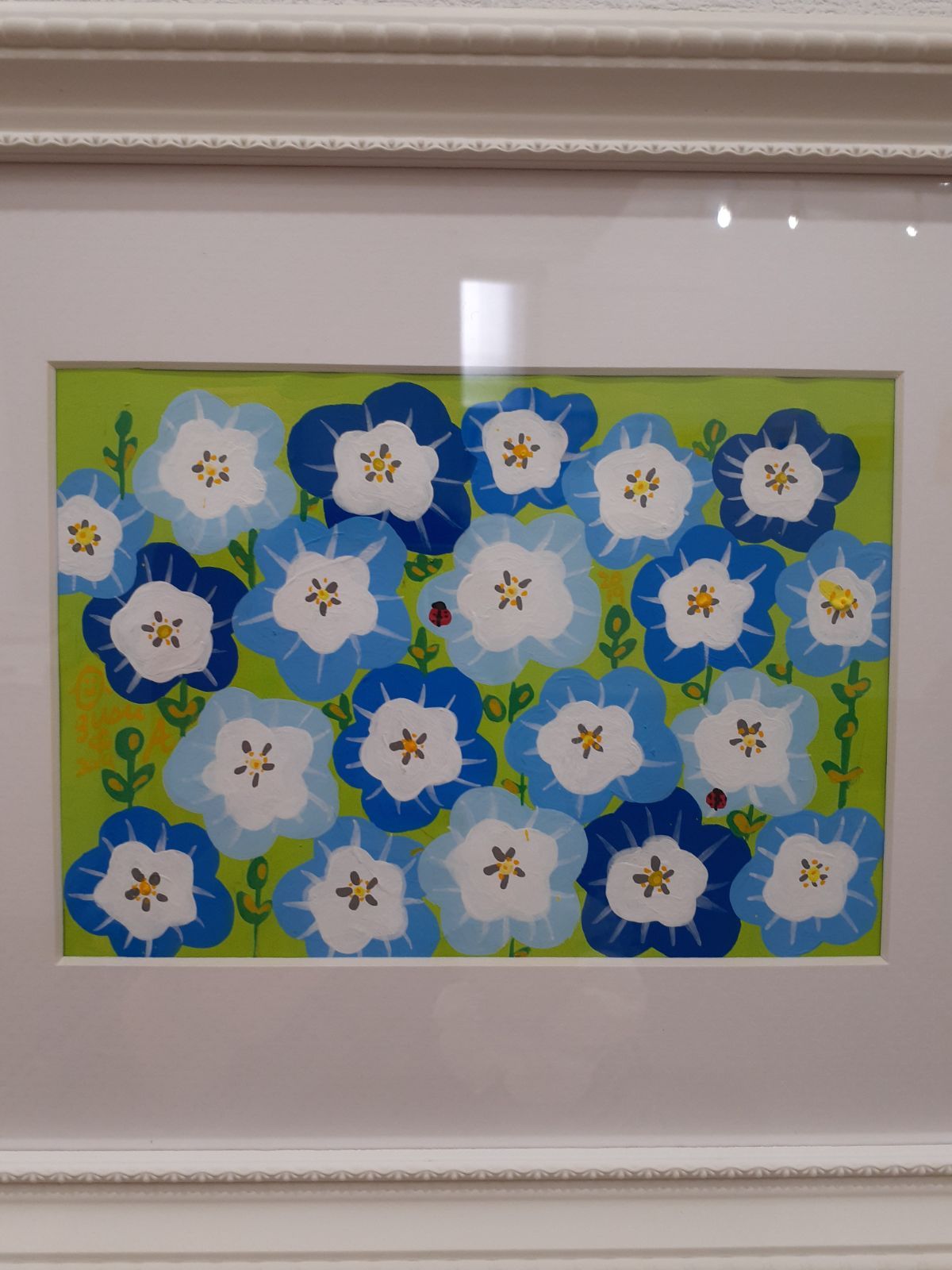 ハッピーネモフィラ畑　F20号　ハッピー太陽画家小楠アキコ作品 ハッピーネモフィラ畑F20号ハッピー太陽画家小楠アキコ作品