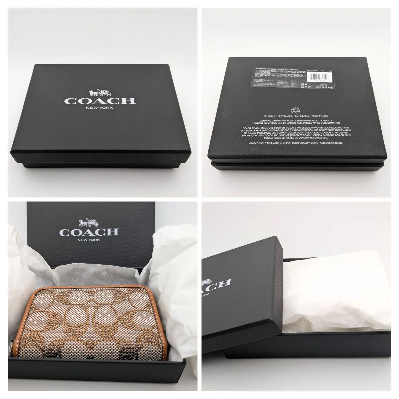 【Coach 】クリスタルシグネチャースモールカードケース エッセンシャル スモール ジップ アラウンド カード ケース