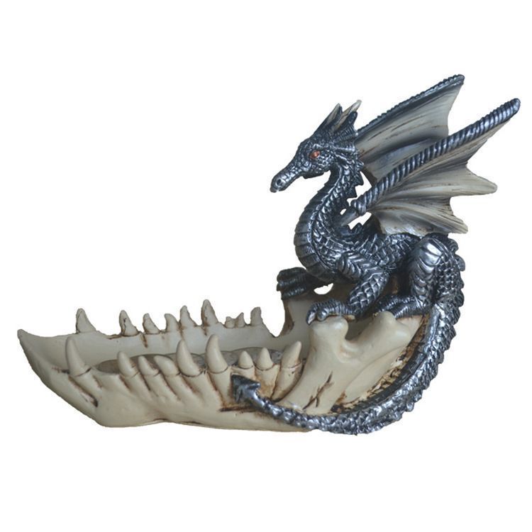 置物 オブジェ 彫刻 小物入れ かっこいい かわいい 頭蓋骨に座る龍