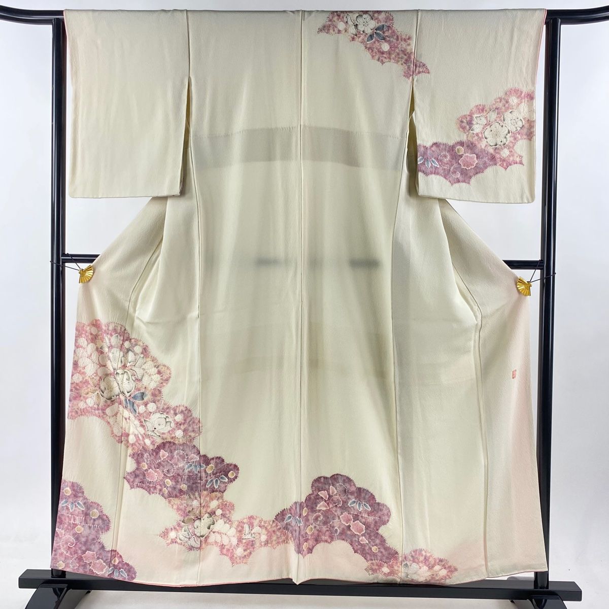 訪問着 身丈156.5cm 裄丈63.5cm S 袷 滝泰 落款 辻が花 雲文 クリーム 正絹 名品