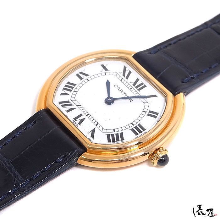 【希少モデル】カルティエ K18YG エリプス LM 手巻き OH済 金無垢 750 ヴィンテージ メンズ レディース Cartier 時計 腕時計  中古 イエローゴールド【送料無料】