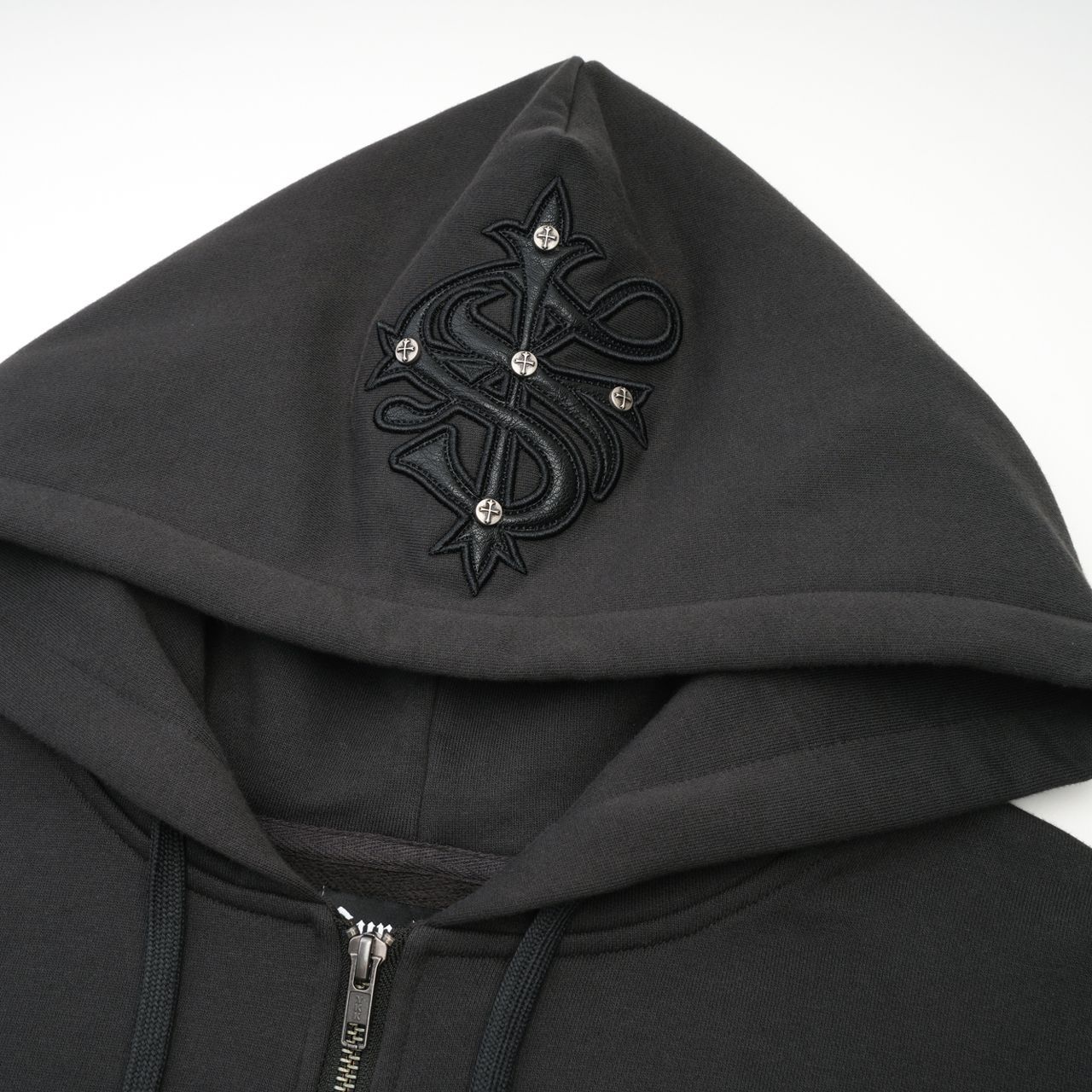 SUPPLIER (サプライヤー)｜Cross Leather Patch Zip Hoodie Black