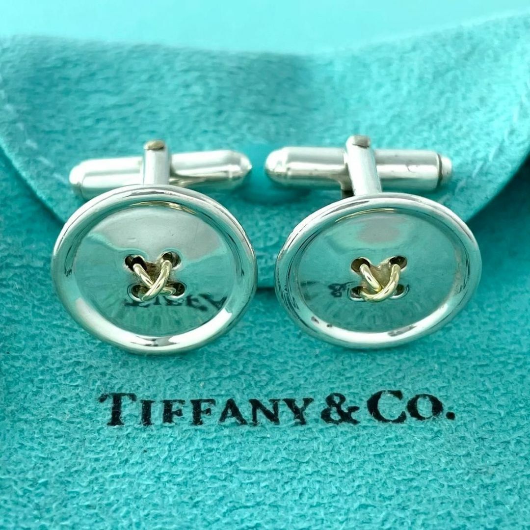 ティファニー ボタン カフス 750 925 コンビ NN7 - メルカリ