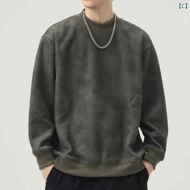 [M]秋冬 コーデ メンズ  服 シンプル ファッション オシャレ 大人 かっこいい 大きいサイズ ストリート 紳士服 ラウンドネック スウェットシャツ 薄手 ウェイストランド トップス ニット シャ
