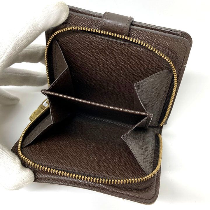 ルイヴィトン　ダミエ柄財布 【used品】 訳アリ】ルイ ヴィトン 財布 ダミエ 2つ折財布 コンパクトジップ