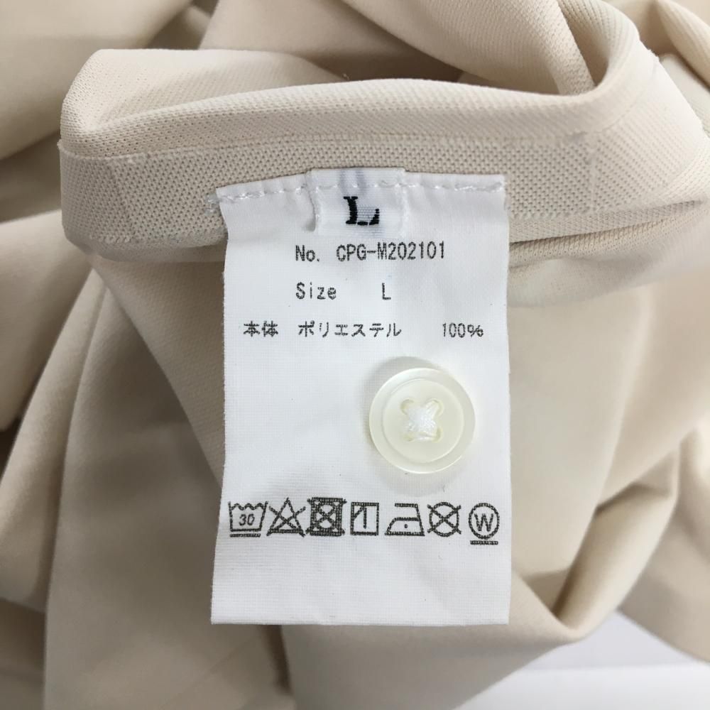 【美品】CPG 半袖ポロシャツ ベージュ×黒 ビッグロゴ  メンズ L ゴルフウェア CPG 美品】CPG 半袖ポロシャツ ベージュ×黒 ビッグロゴ メンズ L