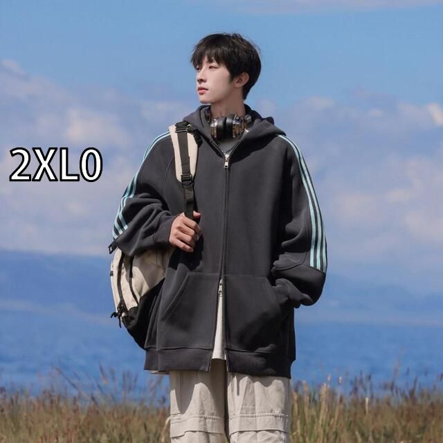 [2XL0] メンズ ファッション 服 男性用 オシャレ シンプル 大人 かっこいい 大きいサイズ ストリート 紳士服 アメリカンヘビーウェイト スウェットシャツ カーディガン ダブル ジッパー スポーツ トレーニング ウェア コート 秋 カジュアル トップス