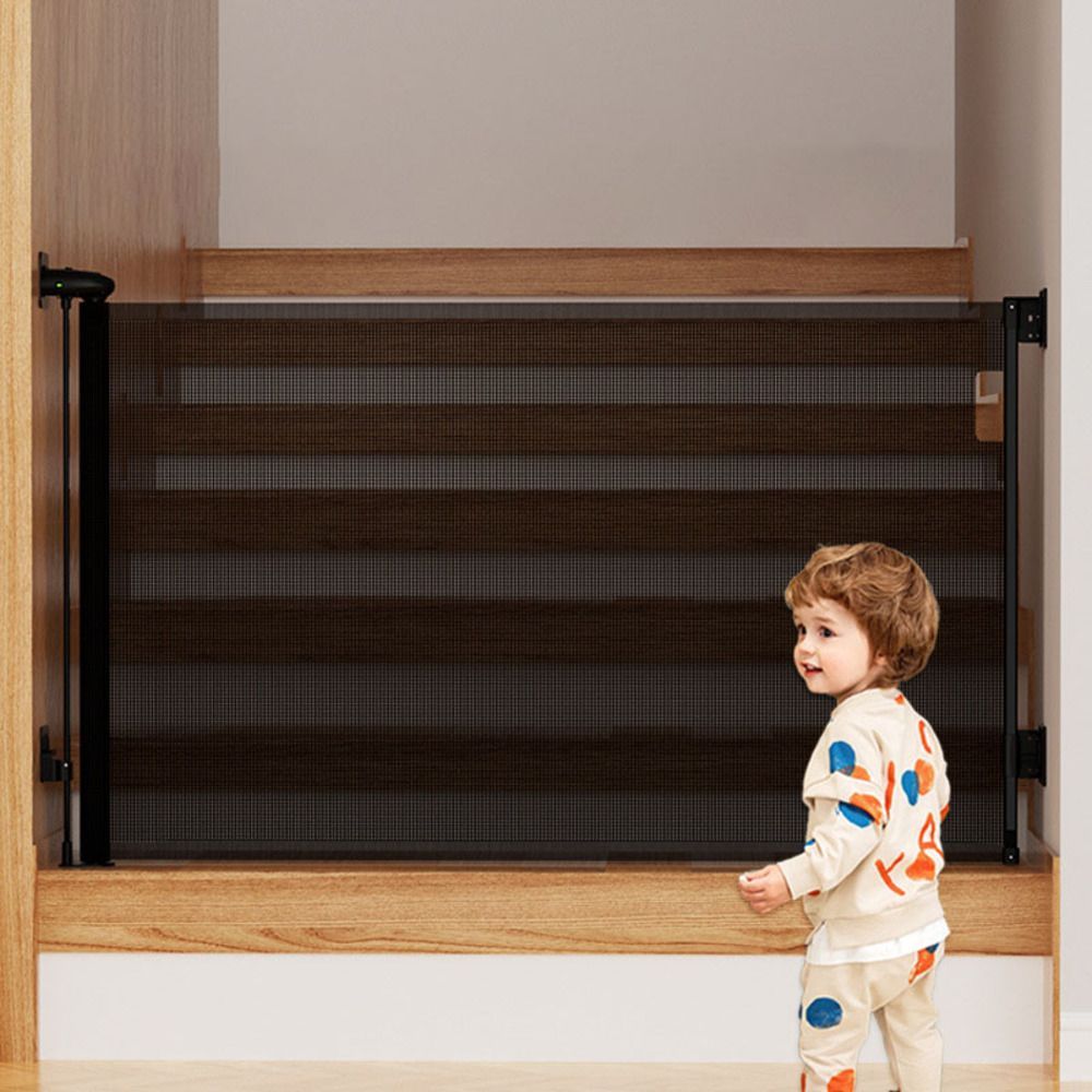 ブラック  S(140cm)  ロールゲート 140cm 180cm ベビーゲート ロール式 ロールゲート ペットゲート ベビーフェンス ペットフェンス 安全ゲート 階段上 キッチン 子供 キッズ 犬 猫 穴開け不要 高さ87cm