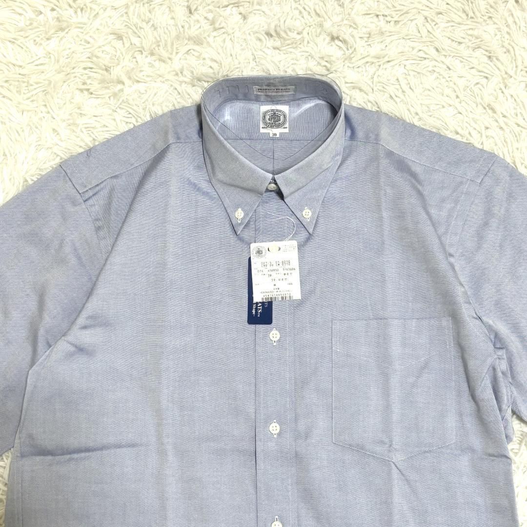 J.PRESS ボタンダウン 半袖シャツ 39 ブルー