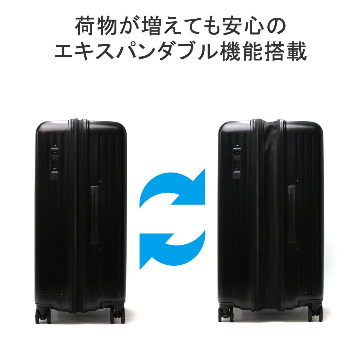 新品 [エース] スーツケース プリズム ネイビー М 日本製 拡張可能