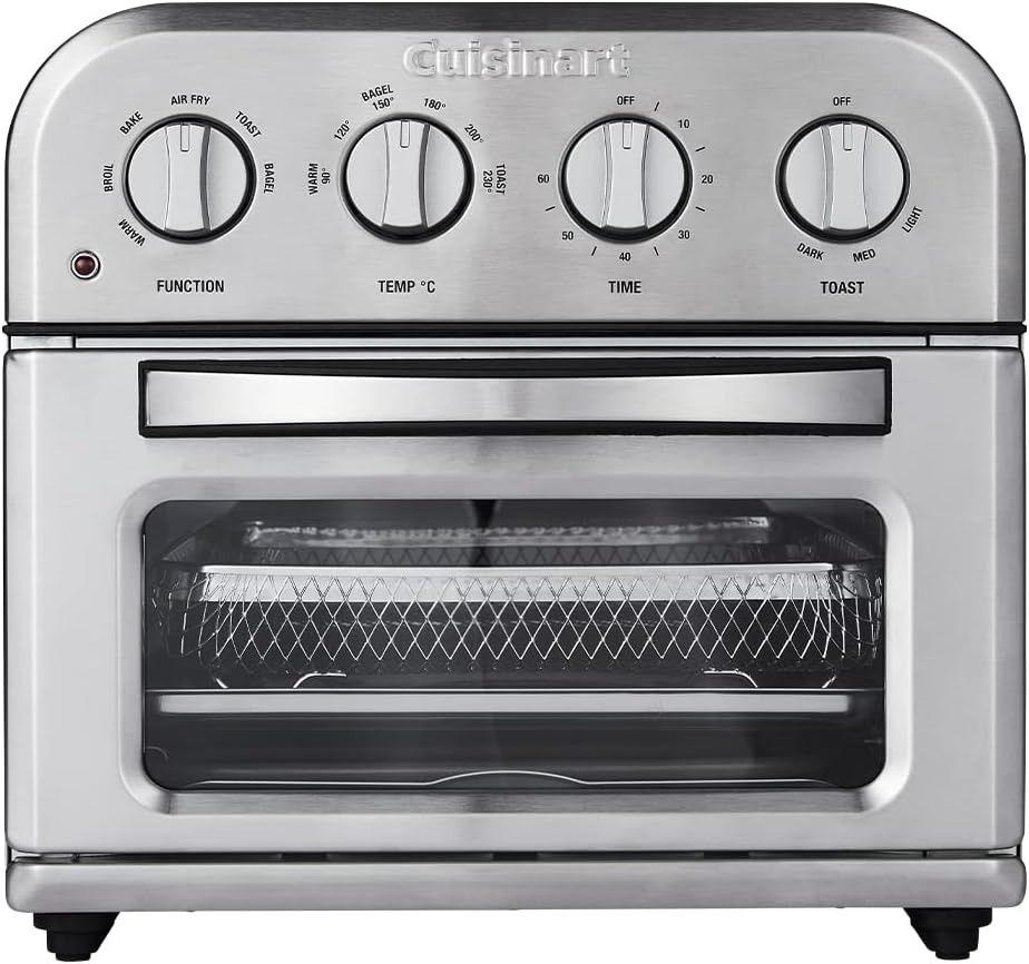 クイジナート ノンフライ オーブントースター 4枚焼き ノンフライ調理 リバーシブルラック 4ダイヤル レシピブック付き シルバー TOA-29SJ