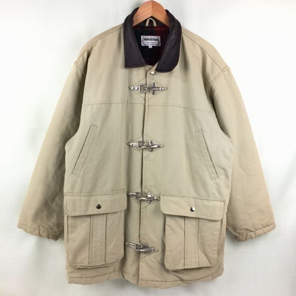 90s?ビンテージ HOUSTON ヒュートン カバーオール 中綿ブルゾン サイズM ベージュ 管NO.Wえ14-18<sale>