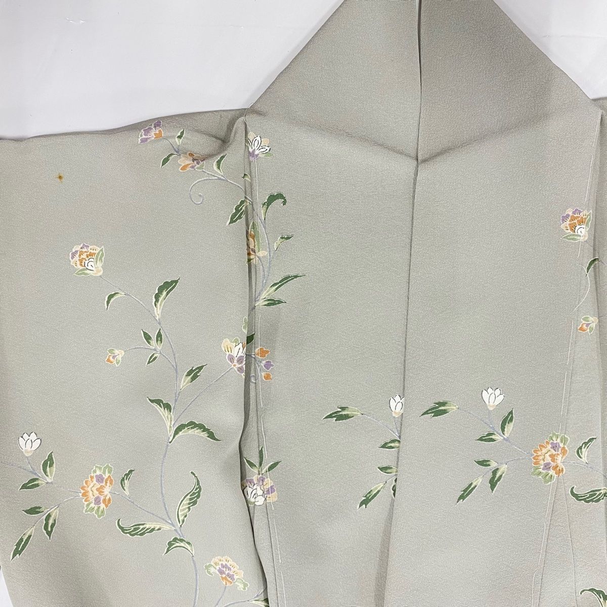 411 訪問着フルセット 正絹 くすみグリーン 灰緑 風景 シンプル シック 411 訪問着フルセット 正絹 くすみグリーン 灰緑 風景 シンプル シック