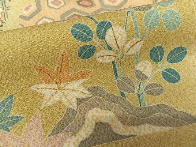 最終価格です。よろしくお願いいたします。ベージュ 花柄 リネン着物 訪問着 高級感ある良質生地！ ベージュ 豪華な四季花文様 ピンク