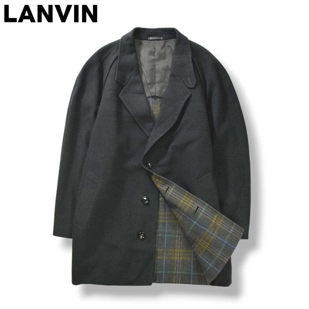 高級 日本製 カシミヤ100%【LANVIN】チェスターコート グレー 38 未