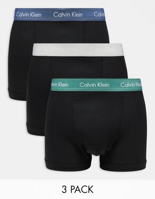 送料無料 カルバンクライン メンズ トランクス アンダーウェア Calvin Klein ASOS Exclusive 3-pack of boxer briefs with contrast waistbands in black Black