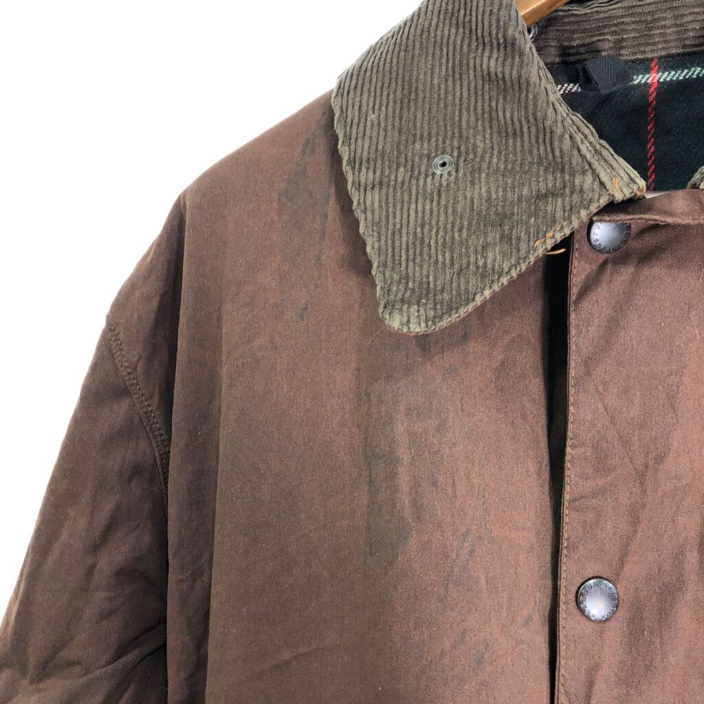 80年代 イングランド製 Barbour バブアー NORTHUMBRIA ノーザンブリア オイルドジャケット ブラウン (メンズ 117CM) 中古 古着 R7204