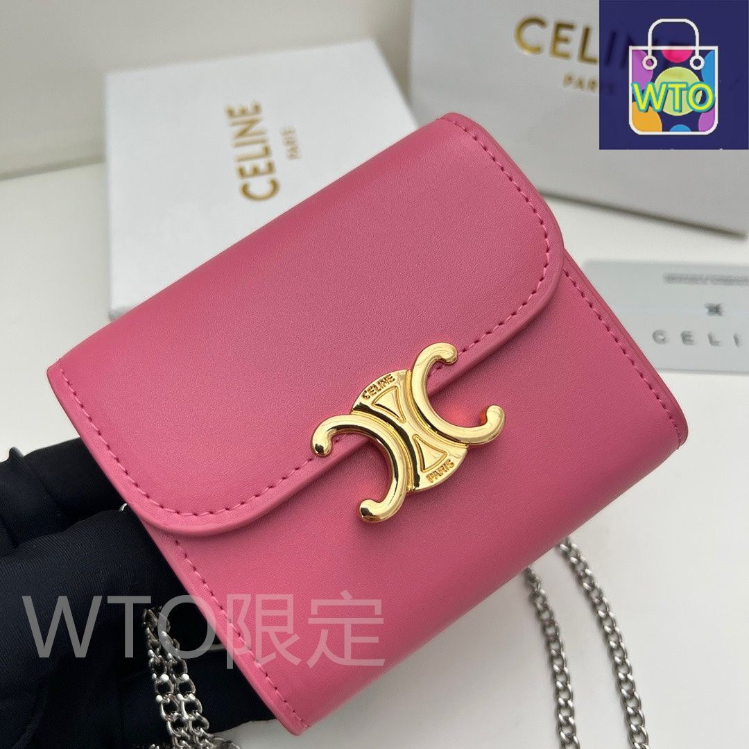 直営店‐CELINE‐ Triomphe チェーン ウォレット 本日限定】?Celine トリオンフ チェーンウォレット 10783 ? 高級