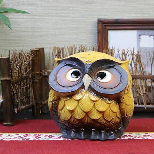 5号福多郎(黄) 信楽焼 梟 ふくろう置物 陶器フクロウ 信楽焼き フクロウ置物 ふくろう しがらきやき 陶器 やきもの 縁起物 ギフト fu-0131