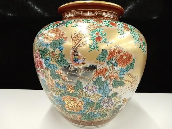 九谷焼 九谷錦水 花瓶 金彩色絵花鳥図 - メルカリ