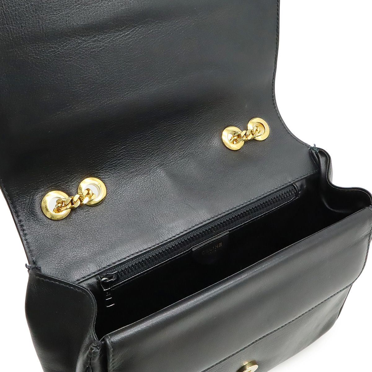 CELINE セリーヌ トリオンフ ロゴ フラップ チェーンショルダー