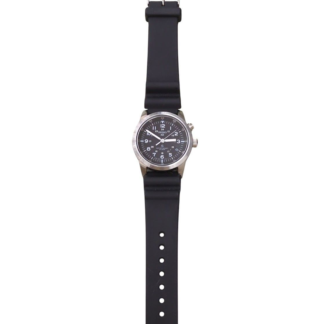 完動美品 SEIKO 「S」サス AGS 5M22-6C20 黒文字盤 ケース付 SEIKO セイコー 5M22-6C20 AGS SUS サス 自動巻腕時計 黒文字盤