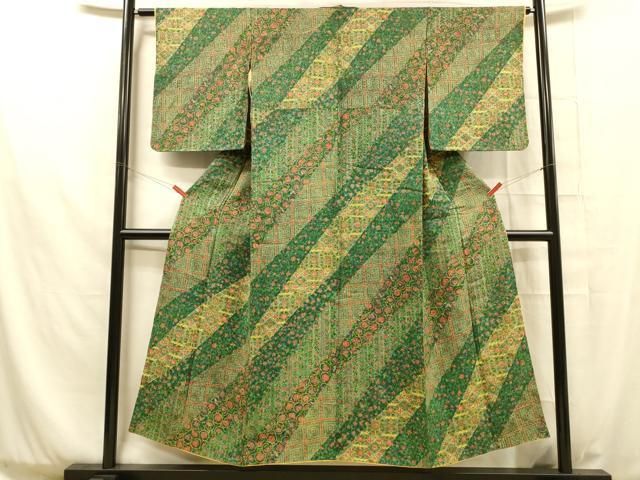 平和屋着物○上質な小紋 型染め 橘 正絹 逸品 AAAZ3748ck